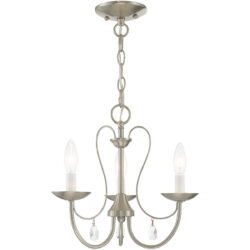 3 Light Brushed Nickel Chandelier with Steel base material-Lighting LumensChandeliers