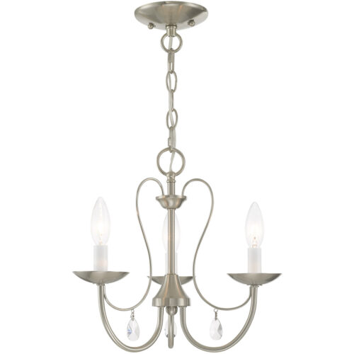 3 Light Brushed Nickel Chandelier with Steel base material-Lighting LumensChandeliers