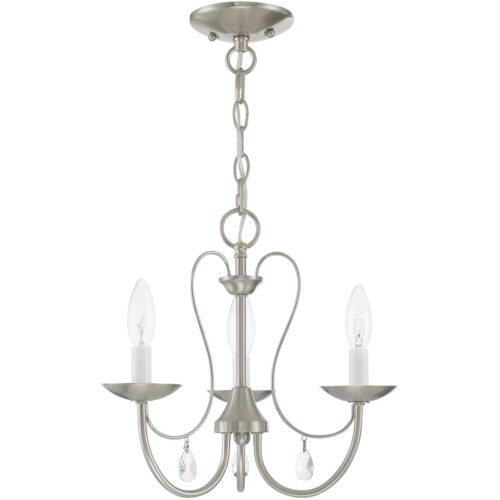 3 Light Brushed Nickel Chandelier with Steel base material-Lighting LumensChandeliers