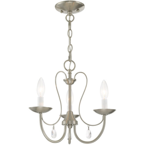 3 Light Brushed Nickel Chandelier with Steel base material-Lighting LumensChandeliers