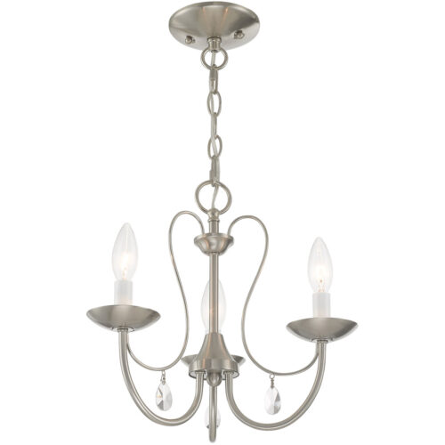 3 Light Brushed Nickel Chandelier with Steel base material-Lighting LumensChandeliers