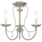 3 Light Brushed Nickel Chandelier with Steel base material-Lighting LumensChandeliers