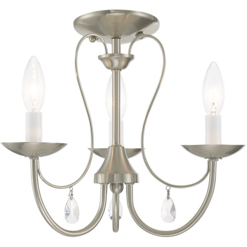 3 Light Brushed Nickel Chandelier with Steel base material-Lighting LumensChandeliers