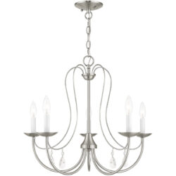 5 Light Brushed Nickel Chandelier with Steel base material-Lighting LumensChandeliers