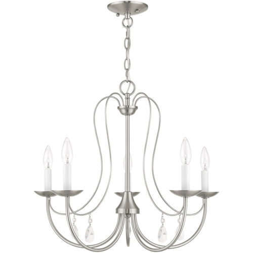 5 Light Brushed Nickel Chandelier with Steel base material-Lighting LumensChandeliers