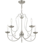 5 Light Brushed Nickel Chandelier with Steel base material-Lighting LumensChandeliers