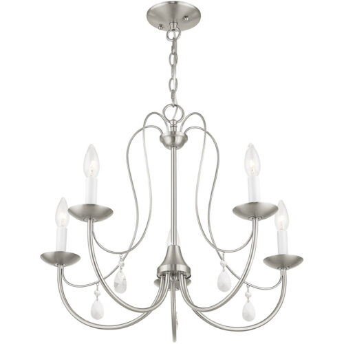 5 Light Brushed Nickel Chandelier with Steel base material-Lighting LumensChandeliers