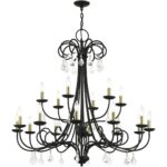 40870-04 18 Light Black Extra Large Chandelier with Antique Brass Finish Accents and Clear Crystals-Lighting LumensChandeliers