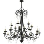 40870-04 18 Light Black Extra Large Chandelier with Antique Brass Finish Accents and Clear Crystals-Lighting LumensChandeliers