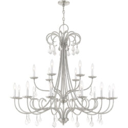 18 Light Brushed Nickel Foyer Chandelier with Steel base material-Lighting LumensChandeliers