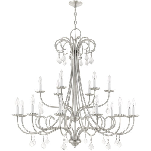 18 Light Brushed Nickel Foyer Chandelier with Steel base material-Lighting LumensChandeliers