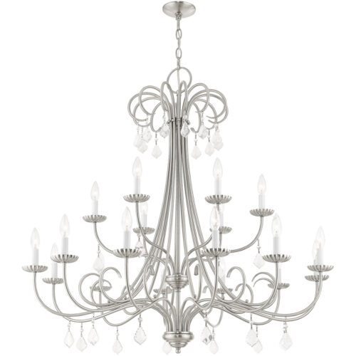 18 Light Brushed Nickel Foyer Chandelier with Steel base material-Lighting LumensChandeliers