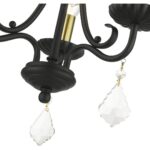 40873-04 3 Light Black Mini Chandelier with Antique Brass Finish Accents and Clear Crystals-Lighting LumensChandeliers