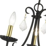 40873-04 3 Light Black Mini Chandelier with Antique Brass Finish Accents and Clear Crystals-Lighting LumensChandeliers