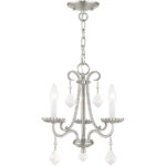 3 Light Brushed Nickel Mini Chandelier with Steel base material-Lighting LumensChandeliers