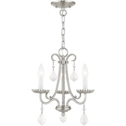 3 Light Brushed Nickel Mini Chandelier with Steel base material-Lighting LumensChandeliers