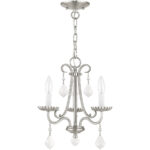 3 Light Brushed Nickel Mini Chandelier with Steel base material-Lighting LumensChandeliers