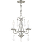 3 Light Brushed Nickel Mini Chandelier with Steel base material-Lighting LumensChandeliers