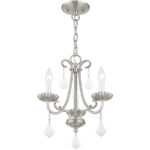 3 Light Brushed Nickel Mini Chandelier with Steel base material-Lighting LumensChandeliers