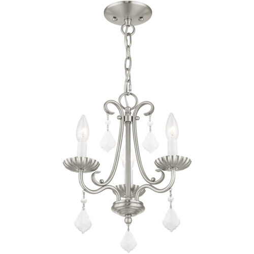 3 Light Brushed Nickel Mini Chandelier with Steel base material-Lighting LumensChandeliers