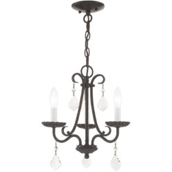 3 Light English Bronze Mini Chandelier with Steel base material-Lighting LumensChandeliers