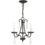 3 Light English Bronze Mini Chandelier with Steel base material-Lighting LumensChandeliers