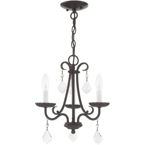 3 Light English Bronze Mini Chandelier with Steel base material-Lighting LumensChandeliers