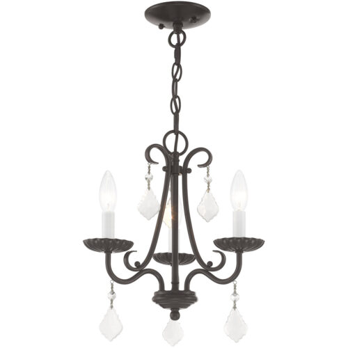 3 Light English Bronze Mini Chandelier with Steel base material-Lighting LumensChandeliers