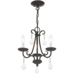 3 Light English Bronze Mini Chandelier with Steel base material-Lighting LumensChandeliers