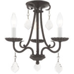 3 Light English Bronze Mini Chandelier with Steel base material-Lighting LumensChandeliers