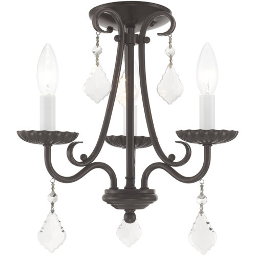 3 Light English Bronze Mini Chandelier with Steel base material-Lighting LumensChandeliers