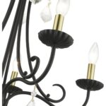 40875-04 5 Light Black Chandelier with Antique Brass Finish Accents and Clear Crystals-Lighting LumensChandeliers