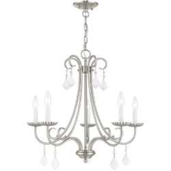 5 Light Brushed Nickel Chandelier with Steel base material-Lighting LumensChandeliers