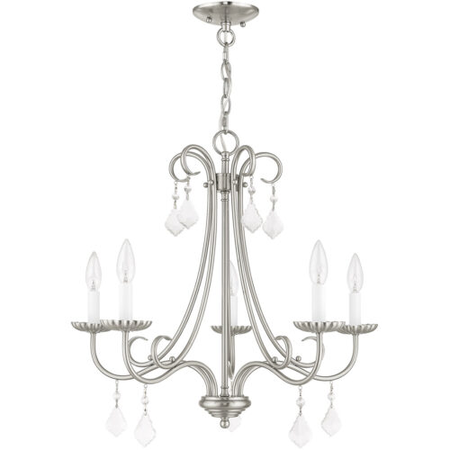 5 Light Brushed Nickel Chandelier with Steel base material-Lighting LumensChandeliers