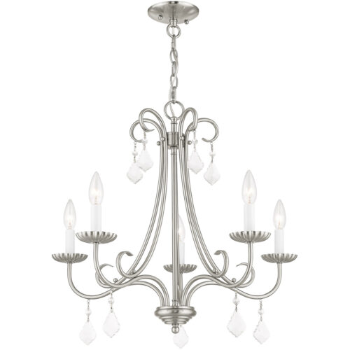 5 Light Brushed Nickel Chandelier with Steel base material-Lighting LumensChandeliers