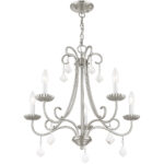 5 Light Brushed Nickel Chandelier with Steel base material-Lighting LumensChandeliers