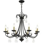 40878-04 8 Light Black Large Chandelier with Antique Brass Finish Accents and Clear Crystals-Lighting LumensChandeliers