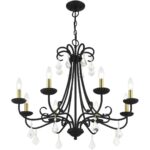 40878-04 8 Light Black Large Chandelier with Antique Brass Finish Accents and Clear Crystals-Lighting LumensChandeliers