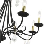 40878-04 8 Light Black Large Chandelier with Antique Brass Finish Accents and Clear Crystals-Lighting LumensChandeliers