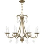 40878-48 8 Light Antique Gold Leaf Large Chandelier with Clear Crystals-Lighting LumensChandeliers