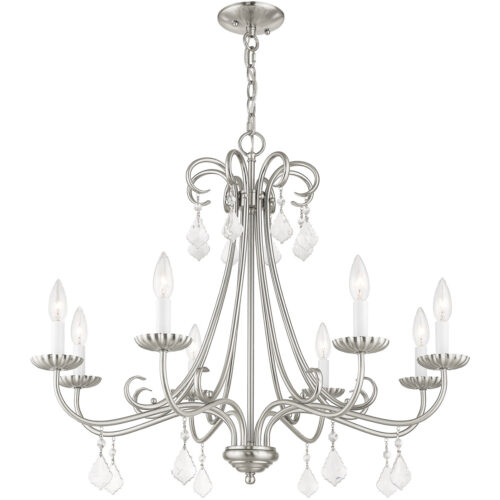 8 Light Brushed Nickel Chandelier with Steel base material-Lighting LumensChandeliers