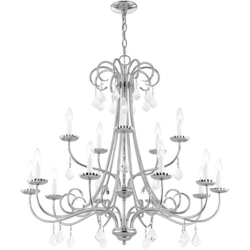 15 Light Polished Chrome Foyer Chandelier with Steel base material-Lighting LumensChandeliers