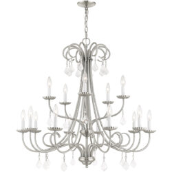 15 Light Brushed Nickel Foyer Chandelier with Steel base material-Lighting LumensChandeliers