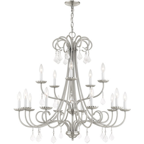 15 Light Brushed Nickel Foyer Chandelier with Steel base material-Lighting LumensChandeliers