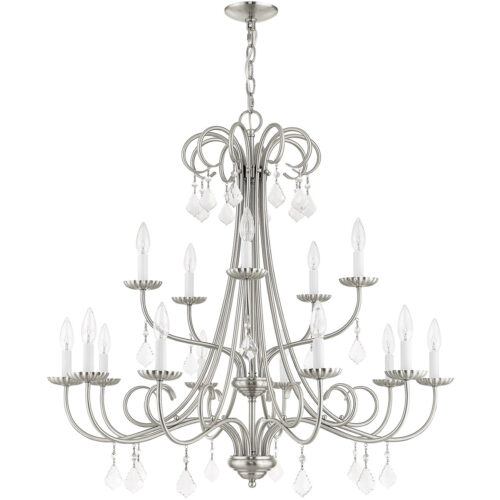 15 Light Brushed Nickel Foyer Chandelier with Steel base material-Lighting LumensChandeliers