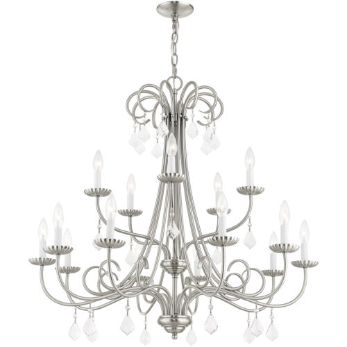 15 Light Brushed Nickel Foyer Chandelier with Steel base material-Lighting LumensChandeliers