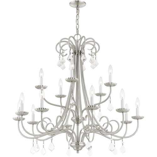 15 Light Brushed Nickel Foyer Chandelier with Steel base material-Lighting LumensChandeliers