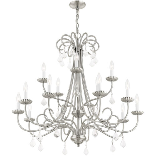 15 Light Brushed Nickel Foyer Chandelier with Steel base material-Lighting LumensChandeliers