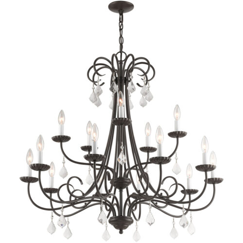 15 Light English Bronze Foyer Chandelier with Steel base material-Lighting LumensChandeliers