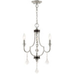 3 Light Brushed Nickel Mini Chandelier with Steel base material-Lighting LumensChandeliers